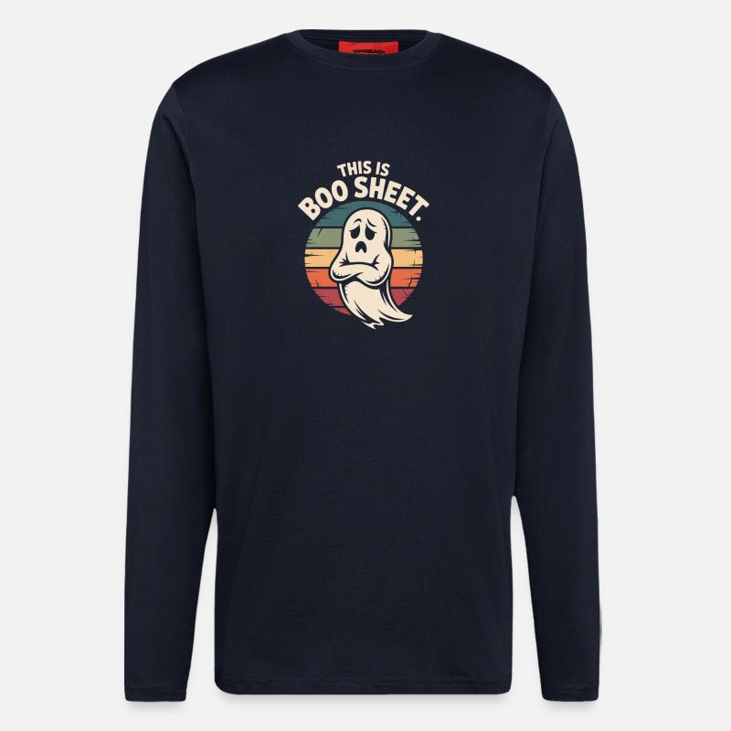 Geist Halloween Retro - Langarmshirt - made by SPREAD  - DARK NAVY