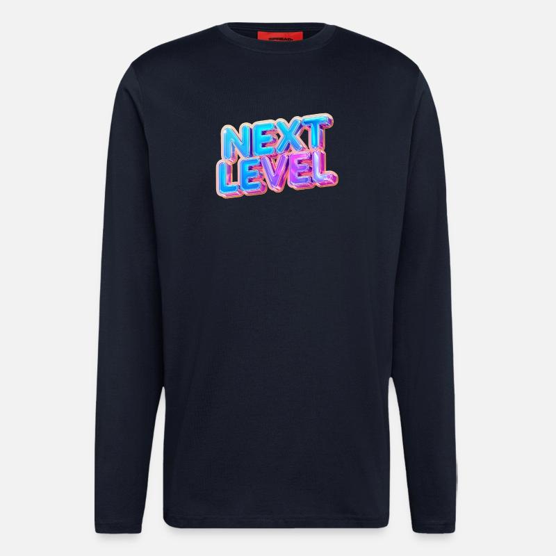 3D-Text der nächsten Stufe – mutiges Verlaufsdesign - Langarmshirt - made by SPREAD - DARK NAVY