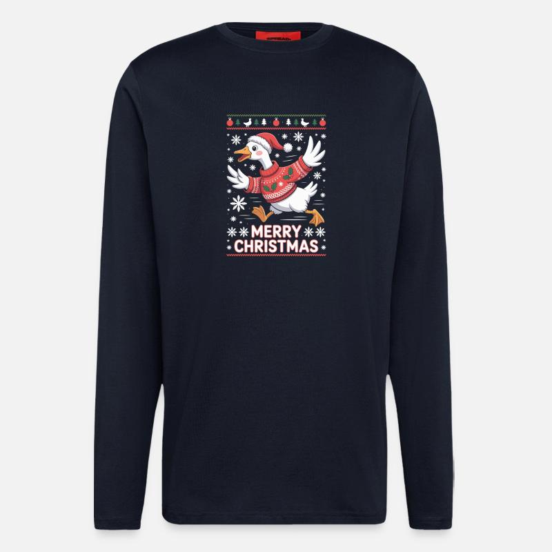 Weihnachtsgans im Pullover - Langarmshirt - made by SPREAD  - DARK NAVY