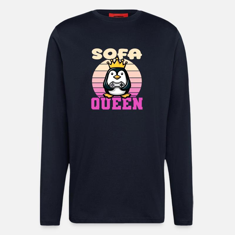Sofa Queen - pinguin gaming - Langarmshirt - made by SPREAD  - DARK NAVY