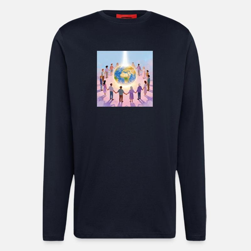 Erde umringt von Gemeinschaft - Langarmshirt - made by SPREAD  - DARK NAVY
