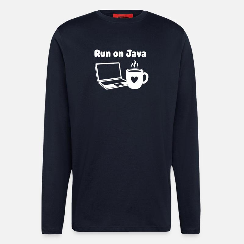 Java Run Cafe Laptop Heart - Longsleeve - made by SPREAD  - DARK NAVY