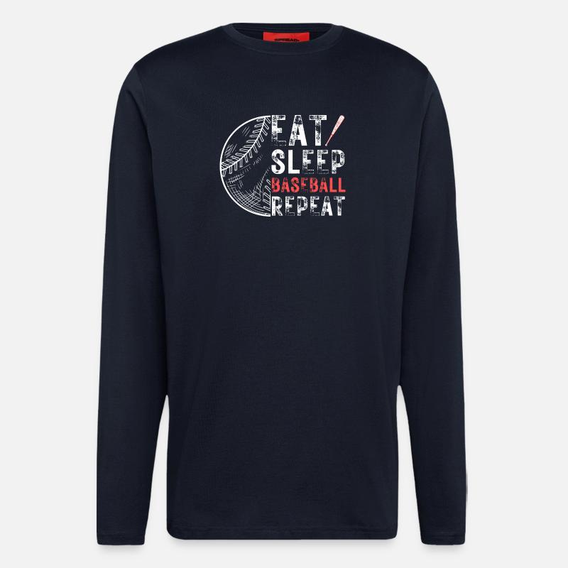 Essen Schlaf Baseball Wiederholen - Langarmshirt - made by SPREAD  - DARK NAVY