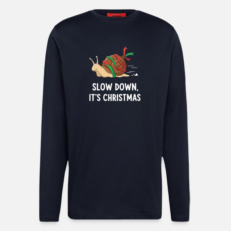 Slow Down Weihnachten Schnecke - Langarmshirt - made by SPREAD  - DARK NAVY