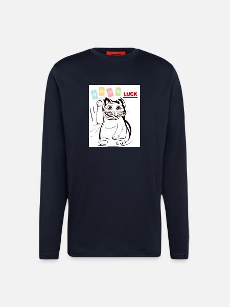 Waving cat good luck - Longsleeve - made by SPREAD - DARK NAVY