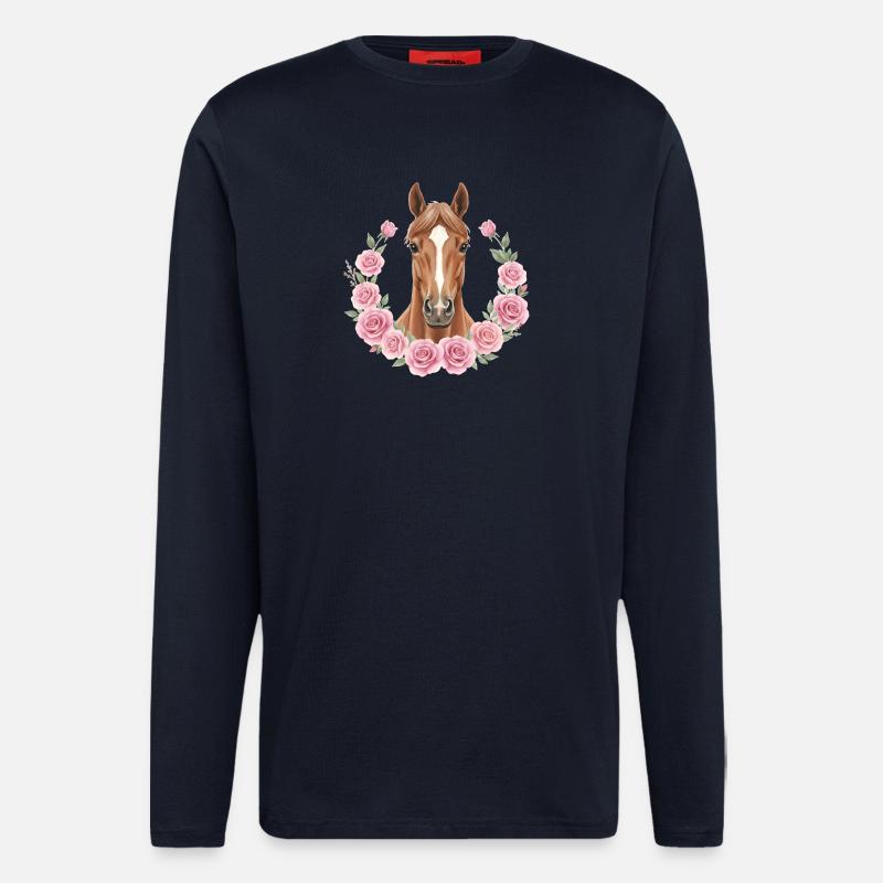 Braunes Pferd - Langarmshirt - made by SPREAD  - DARK NAVY
