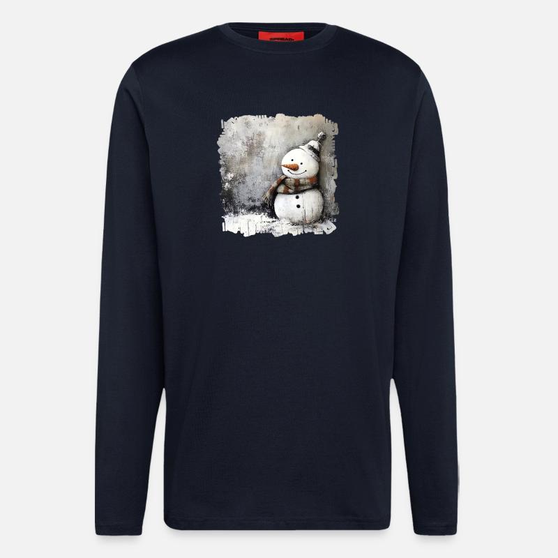 Winterlicher Schneemann mit Schal - Langarmshirt - made by SPREAD  - DARK NAVY