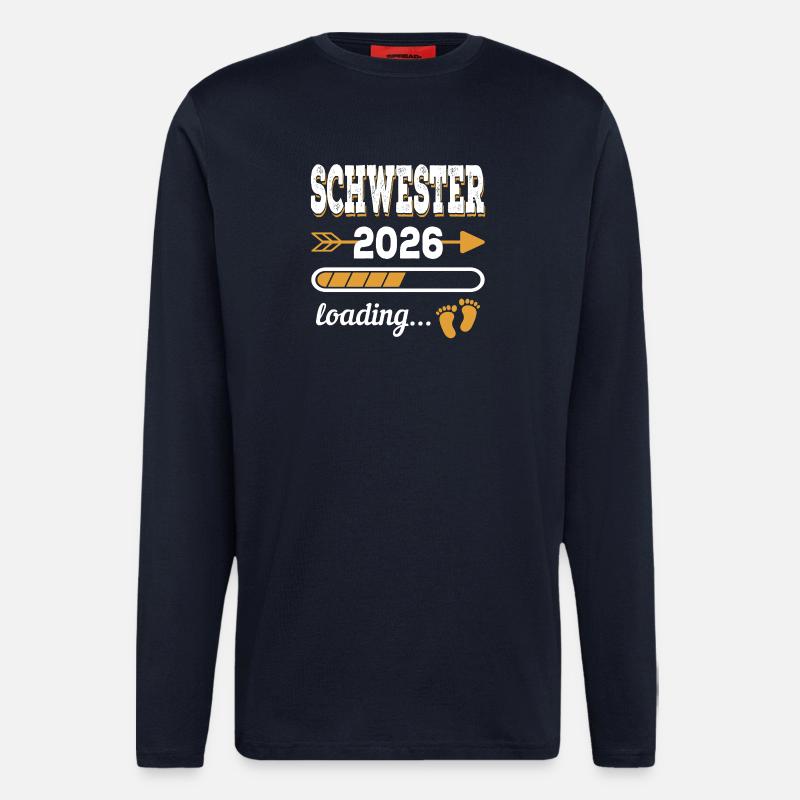 Schwester 2026 Loading große Schwester Geschenk - Langarmshirt - made by SPREAD  - DARK NAVY