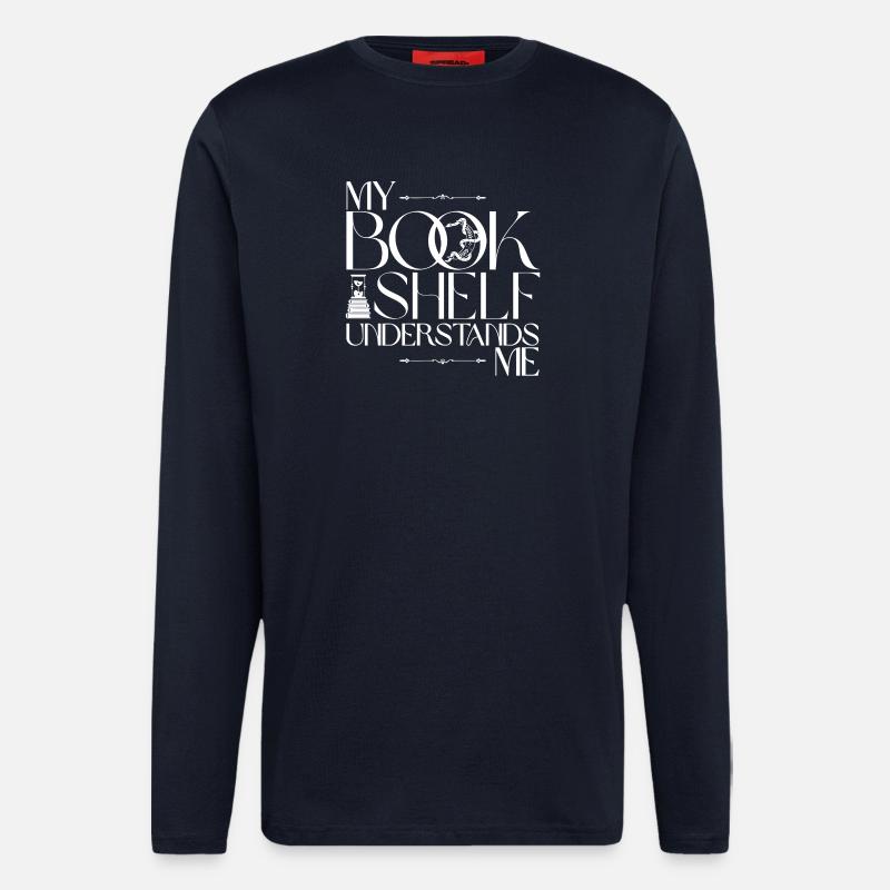 Mein Bücherregal versteht mich - Langarmshirt - made by SPREAD  - DARK NAVY