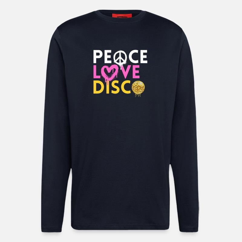 Peace Love Disco Retro Neon Style - Langarmshirt - made by SPREAD  - DARK NAVY
