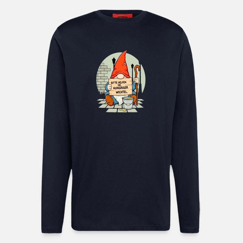 Hungeriger Wichtel | Bitte Helfen Sie Gnome  - Langarmshirt - made by SPREAD  - DARK NAVY