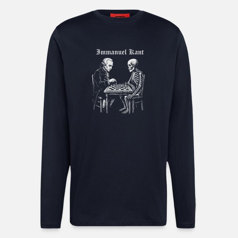 Kant and Skeleton Chess Duel - Longsleeve - made by SPREAD - DARK NAVY
