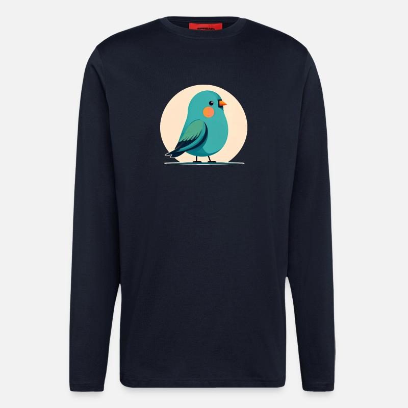 Kleiner grün-blauer Vogel - Langarmshirt - made by SPREAD  - DARK NAVY