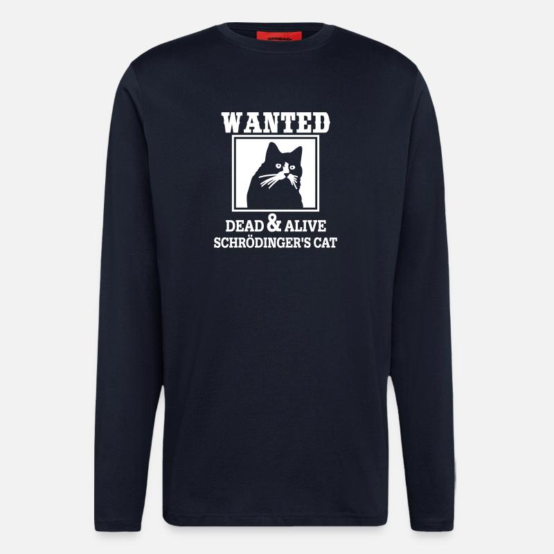 Schrödingers Katze gesucht, Nerdiges Quantenphysik - Langarmshirt - made by SPREAD - DARK NAVY