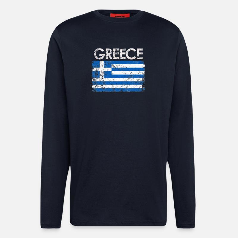Distressed Greece Flag Graphic - Longsleeve - made by SPREAD  - DARK NAVY