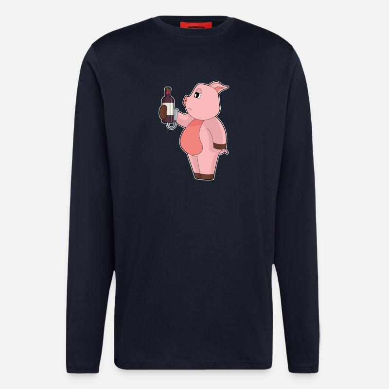 Pork Bottle Red Wine - Longsleeve - made by SPREAD  - DARK NAVY
