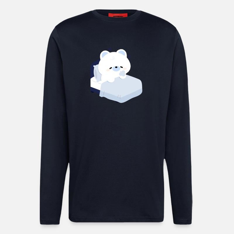 Verträumter Eisbär auf kuscheligem Bett - Langarmshirt - made by SPREAD  - DARK NAVY