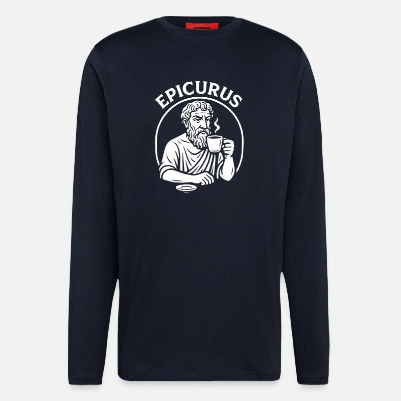 Epicurus Coffee Cup Philosophy Tee - Longsleeve - made by SPREAD  - DARK NAVY