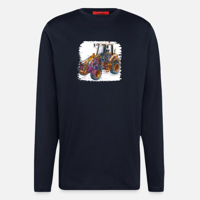 Neon Lines Construction Excavators - Longsleeve - made by SPREAD  - DARK NAVY