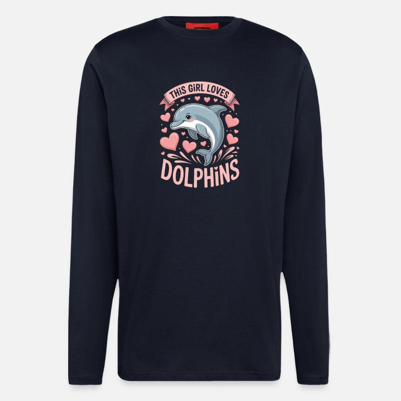 Delfin Spruch Mädchen Lustiges Delfin Geschenk - Langarmshirt - made by SPREAD  - DARK NAVY