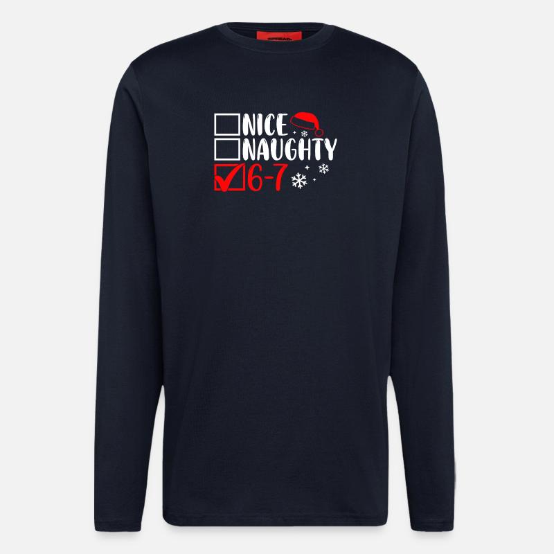 Funny Christmas Nice Naughty 67 - Langarmshirt - made by SPREAD - DARK NAVY