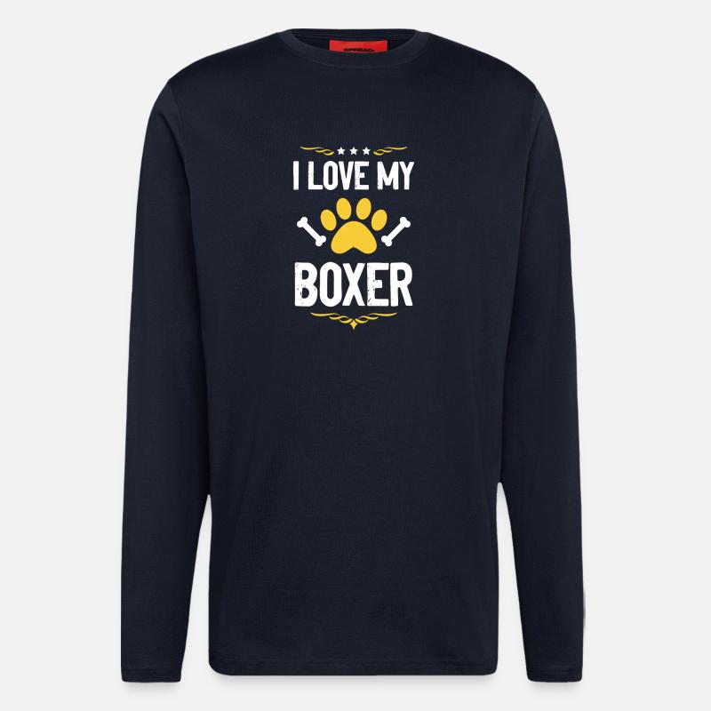 J’adore mon boxer - Manches longues bio décontracté fabriqué en UE - DARK NAVY