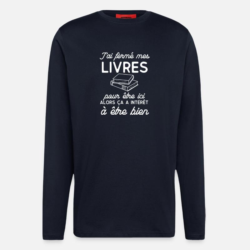 Bücher, die mich hier schulen - Langarmshirt - made by SPREAD - DARK NAVY