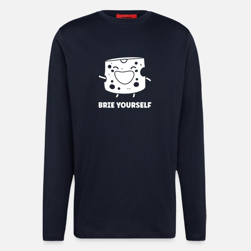 Humor brie cheese - Longsleeve - made by SPREAD  - DARK NAVY