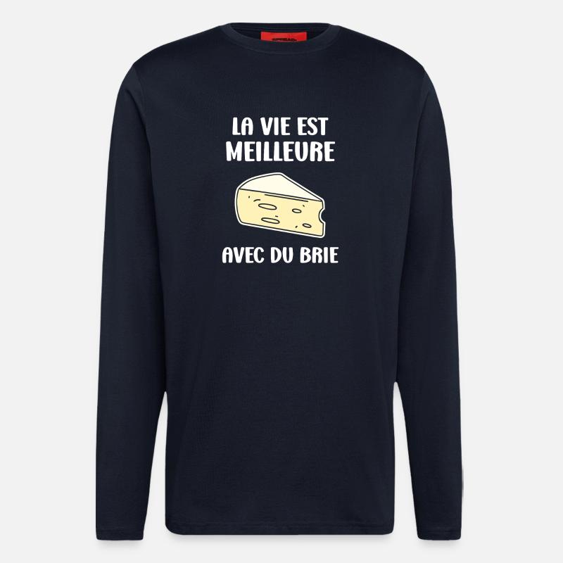 Humor brie cheese - Longsleeve - made by SPREAD  - DARK NAVY