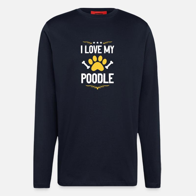 J’adore mon caniche - Manches longues bio décontracté fabriqué en UE - DARK NAVY