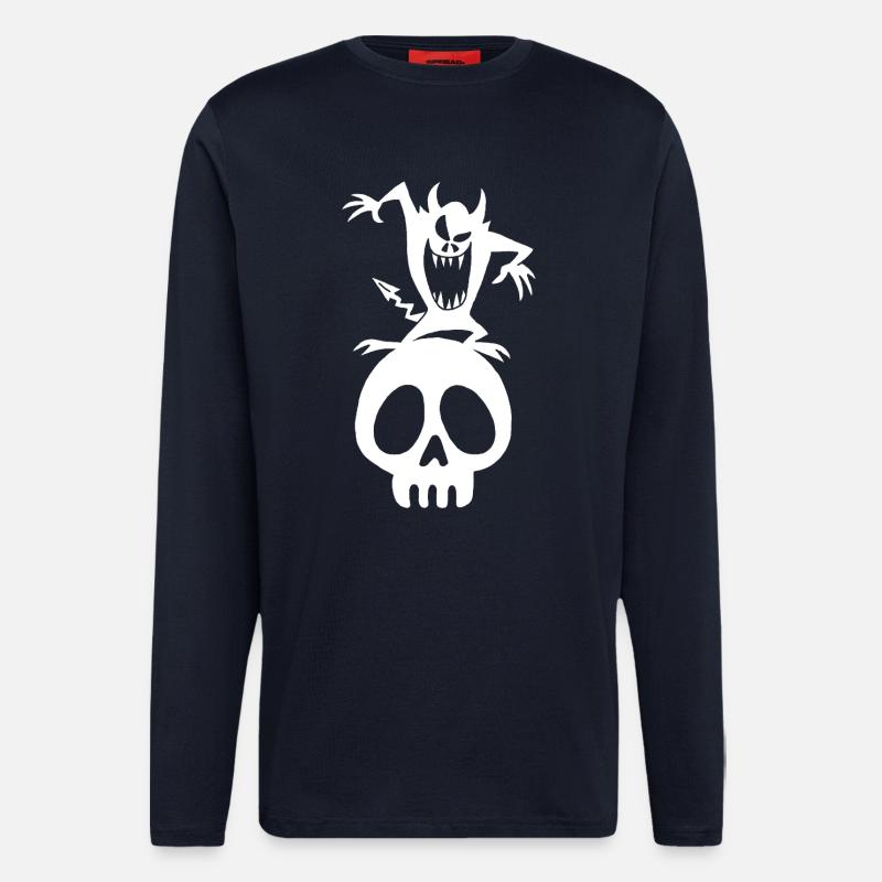 White Demon on a Skull - Longsleeve - made by SPREAD  - DARK NAVY