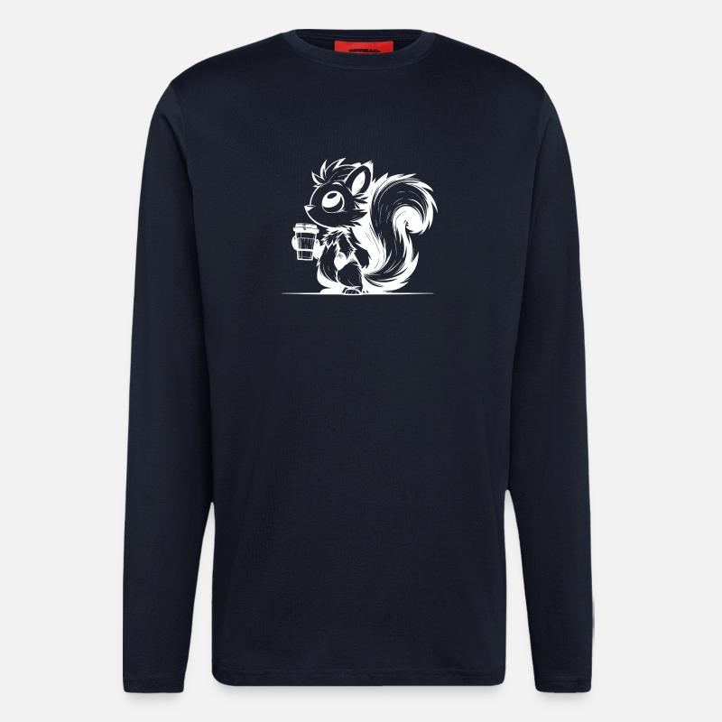 Eichhörnchen im Koffeinrausch - Bin schon wach - Langarmshirt - made by SPREAD  - DARK NAVY