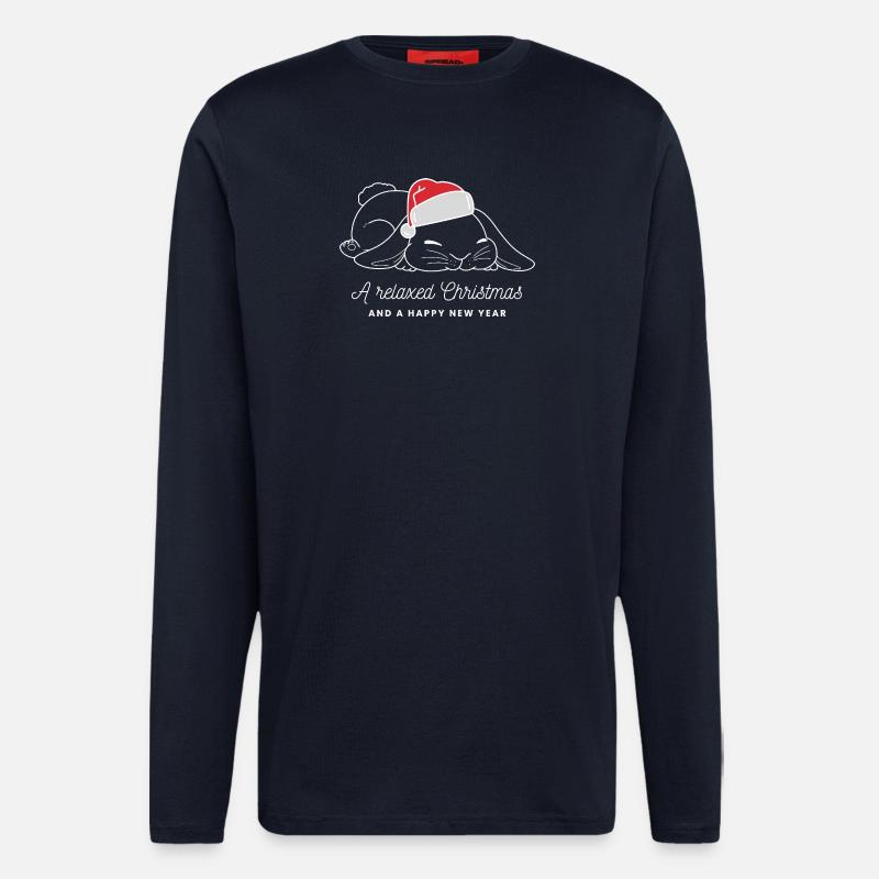 Entspannter Weihnachts-Hase mit Mütze - hell - Langarmshirt - made by SPREAD - DARK NAVY