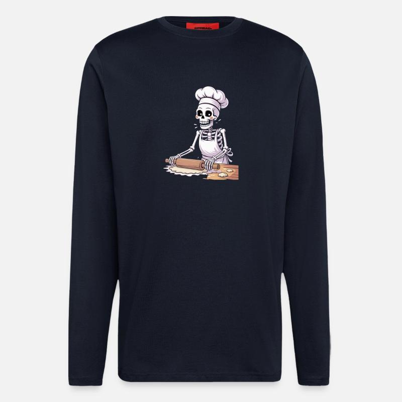 Skeleton Baker Funny Cooking Motif - Longsleeve - made by SPREAD  - DARK NAVY