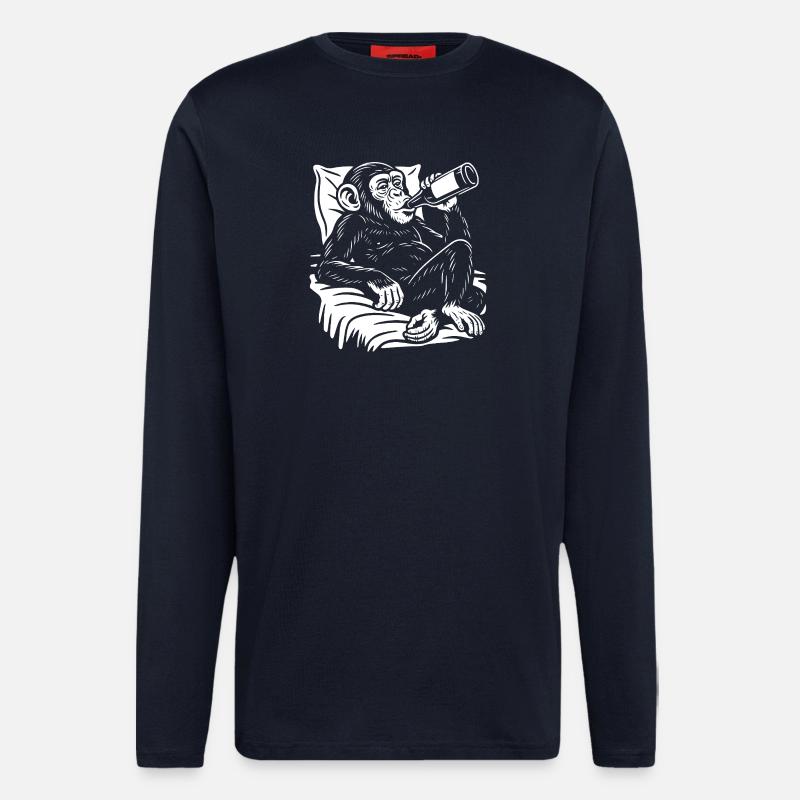 Cheeky Chimp Sips Beer - Longsleeve - made by SPREAD  - DARK NAVY