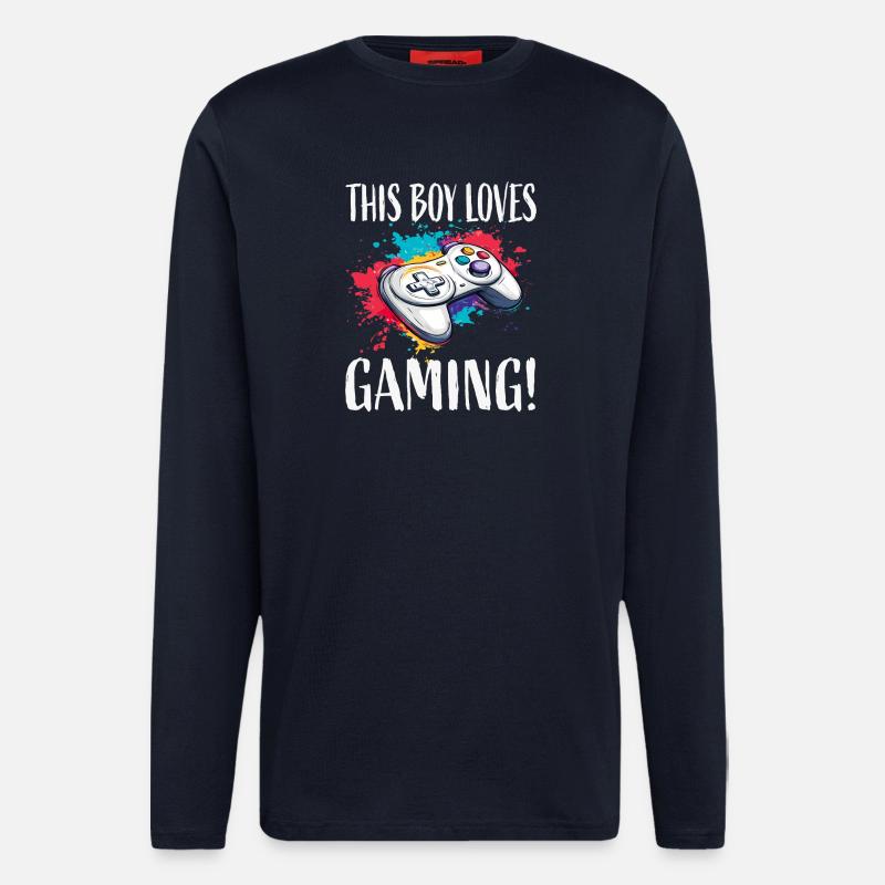 Dieser Junge liebt Gaming - Langarmshirt - made by SPREAD  - DARK NAVY