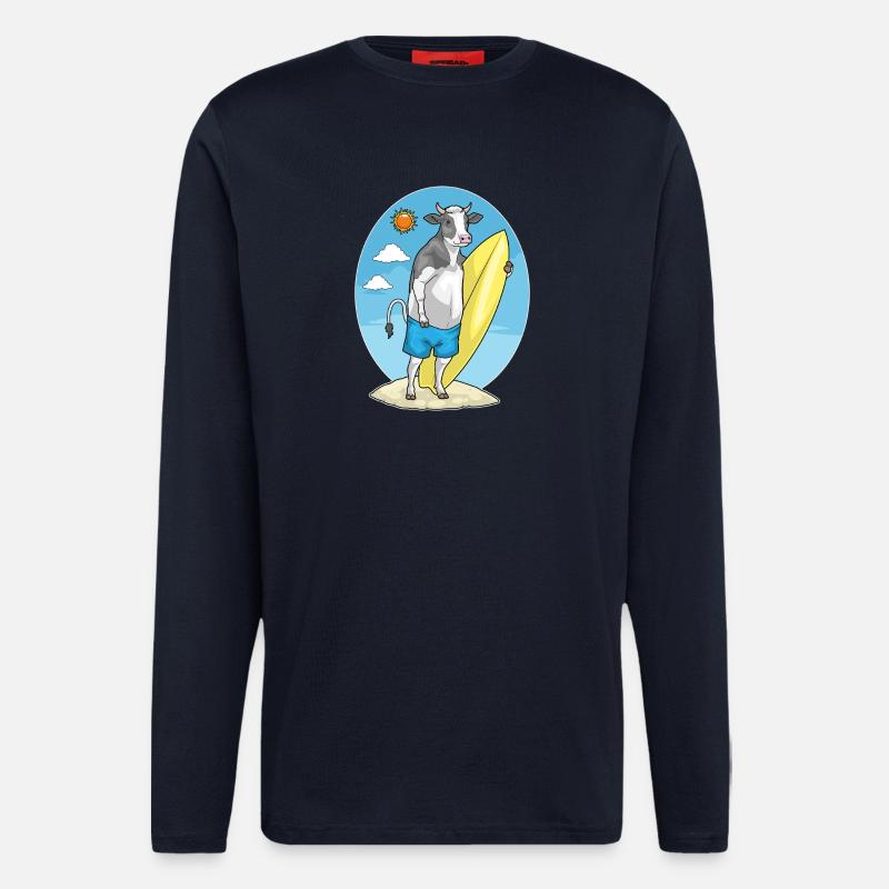 Cow Beach Surfboard Summer - Longsleeve - made by SPREAD  - DARK NAVY