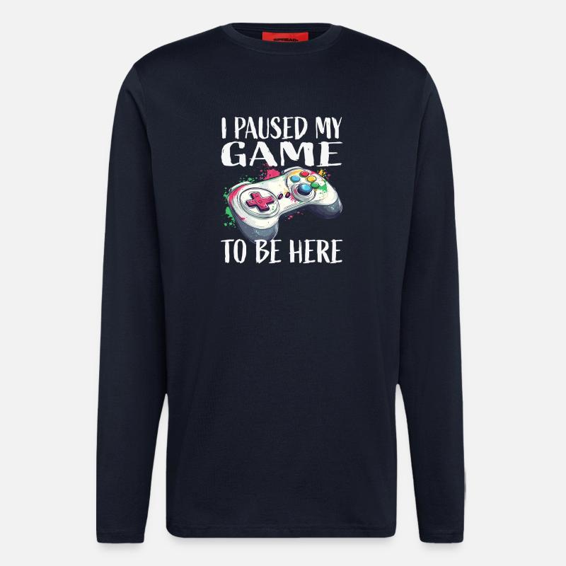 I paused my game controller - Longsleeve - made by SPREAD - DARK NAVY