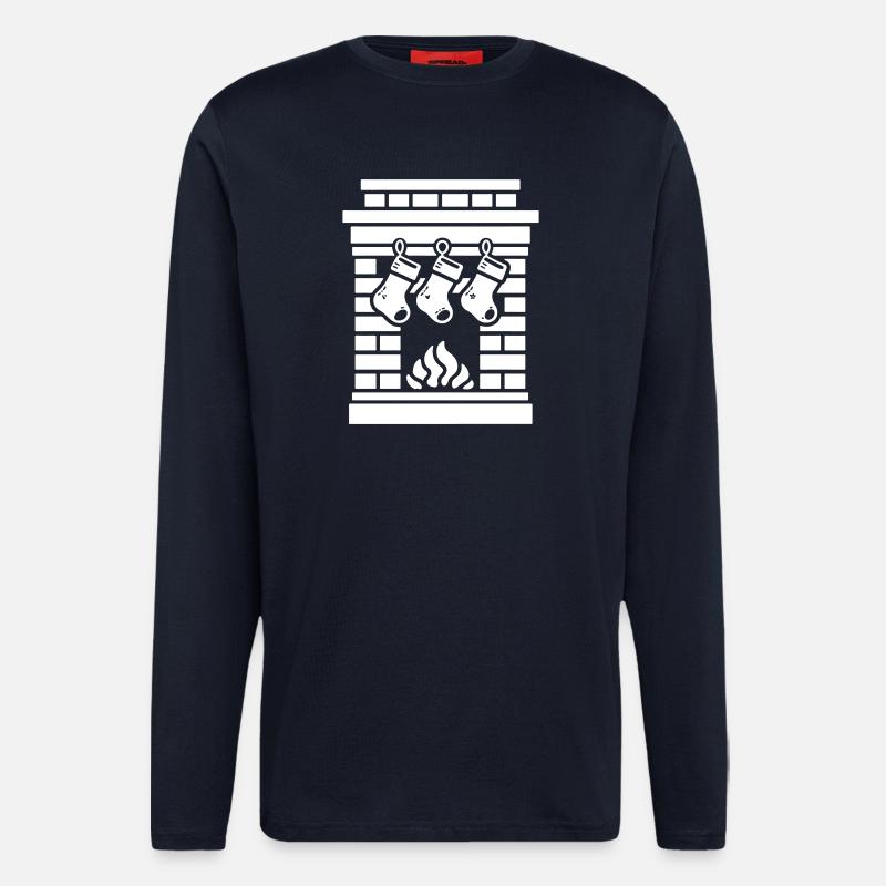 Chaussette de Noël avec cheminée - Manches longues bio décontracté fabriqué en UE - DARK NAVY