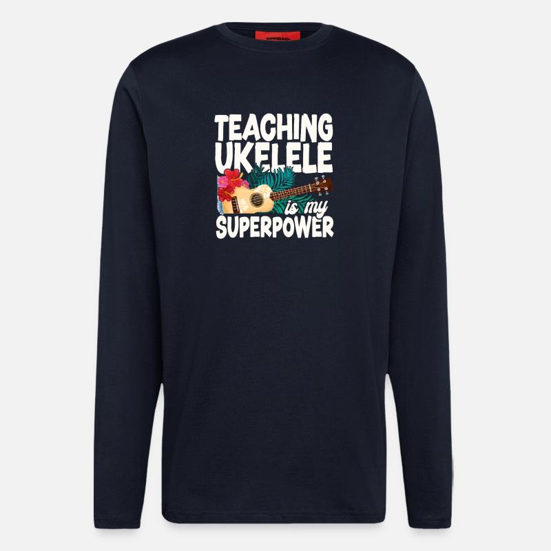 Hawaiian Ukulele Uke Teaching - Langarmshirt - made by SPREAD  - DARK NAVY