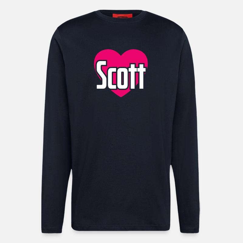 J’aime Scott Pink Heart J’aime Scott - Manches longues bio décontracté fabriqué en UE - DARK NAVY