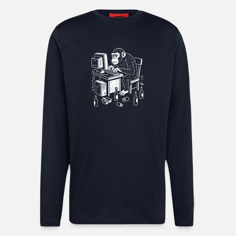 Deskbound Monkey Coder - Longsleeve - made by SPREAD  - DARK NAVY
