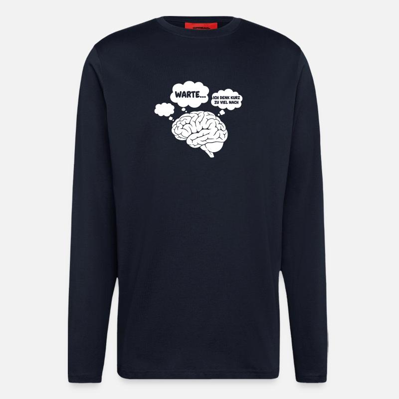Brain Thoughts Comic - Manches longues bio décontracté fabriqué en UE - DARK NAVY