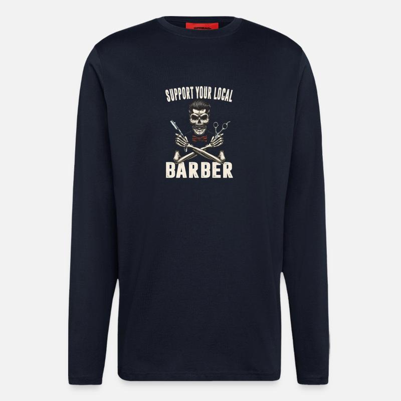Coiffeur Salon Coiffeur Coiffeur Cadeaux - Manches longues bio décontracté fabriqué en UE - DARK NAVY