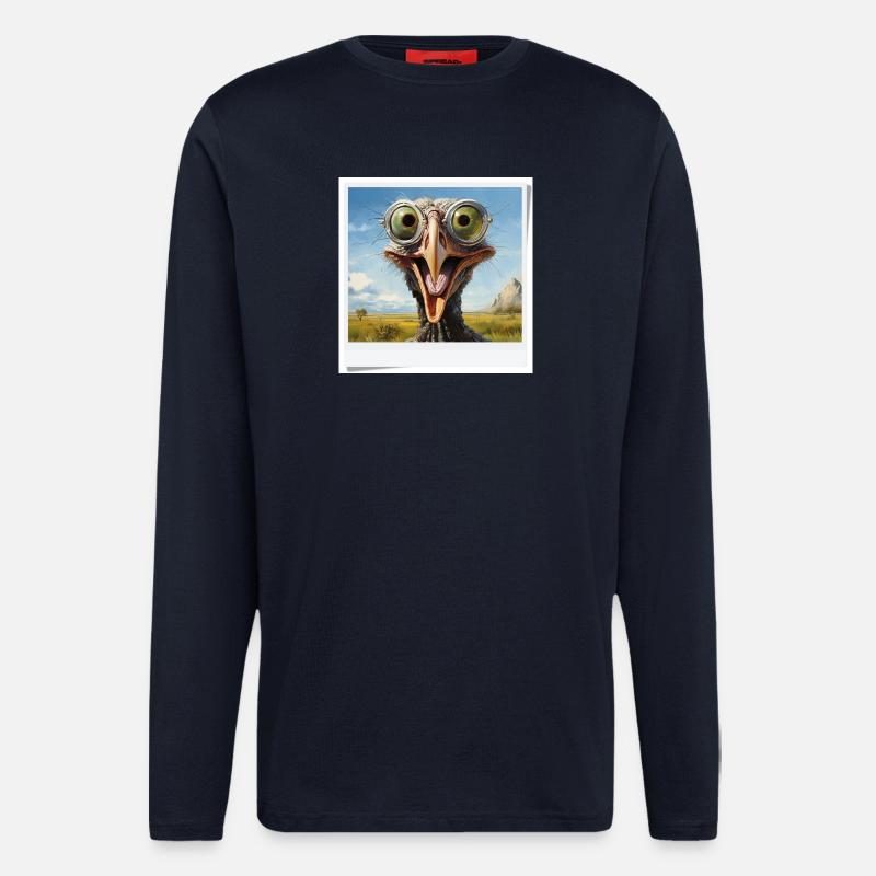 Exzentrischer Vogel mit Brillengläsern - Langarmshirt - made by SPREAD  - DARK NAVY