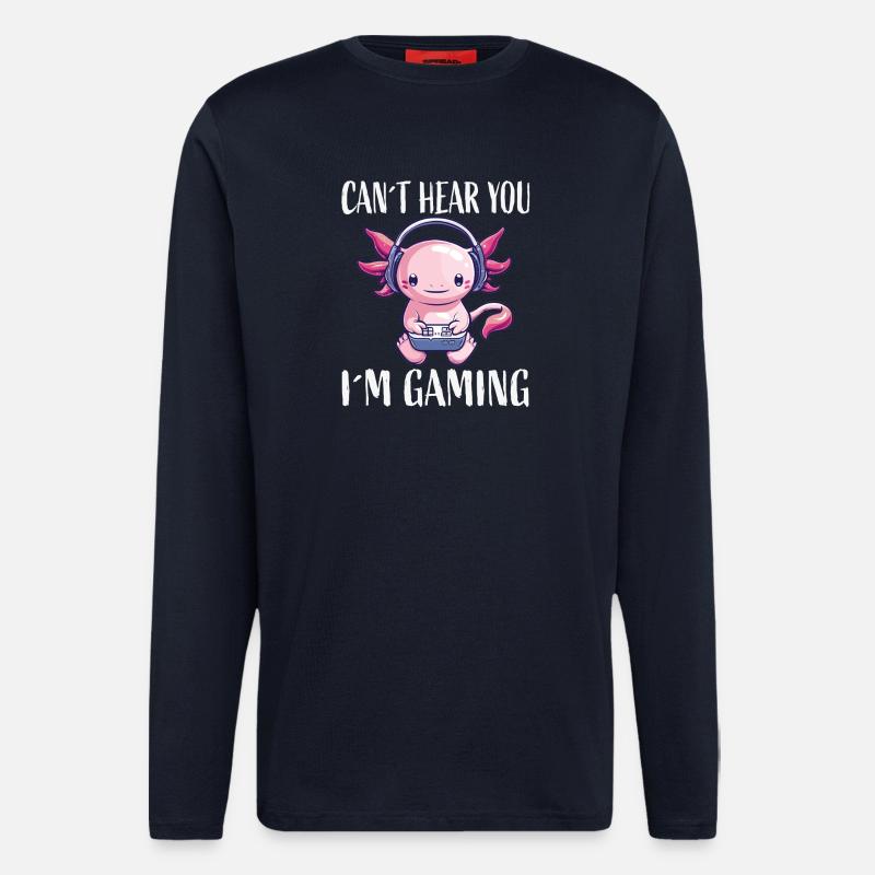 Gaming Axolotl mit Kopfhörer - Langarmshirt - made by SPREAD  - DARK NAVY
