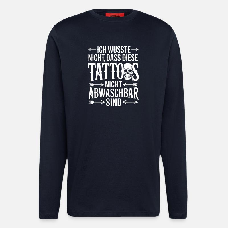 Déclaration du tatouage non lavable - Manches longues bio décontracté fabriqué en UE - DARK NAVY