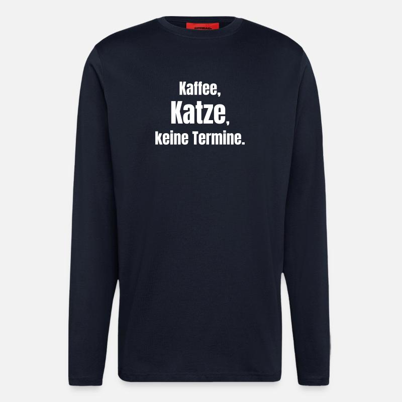 Coffee Cat Pas de rendez-vous - Manches longues bio décontracté fabriqué en UE - DARK NAVY