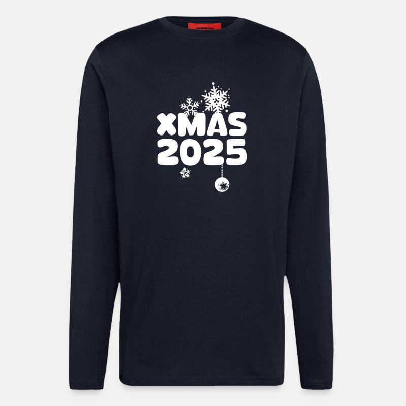 XMAS 2025 mit Schneeflocken Design - Langarmshirt - made by SPREAD - DARK NAVY