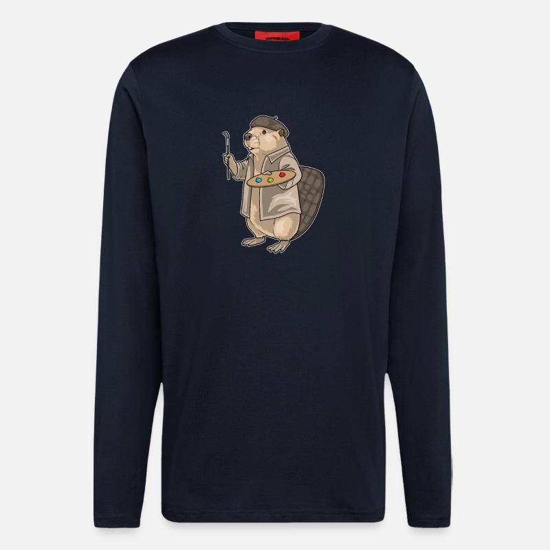 Biber Maler Pinsel Malen - Langarmshirt - made by SPREAD  - DARK NAVY